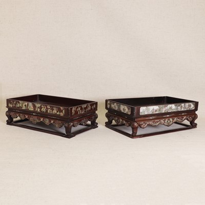 Lot 101 - Two Chinese rosewood tray stands