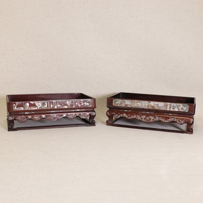 Lot 101 - Two Chinese rosewood tray stands