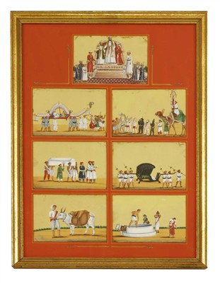 Lot 289 - A set of seven Indian gouache on mica studies