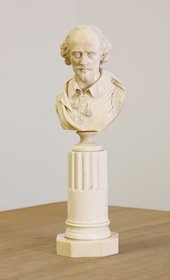 Lot 241 - A carved ivory bust of William Shakespeare