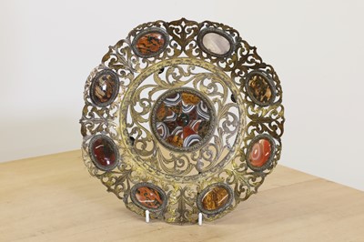 Lot 283 - A grand tour gilt-metal and specimen hardstone dish