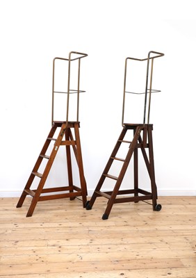 Lot 244 - Two sets of pine library steps by Slingsby