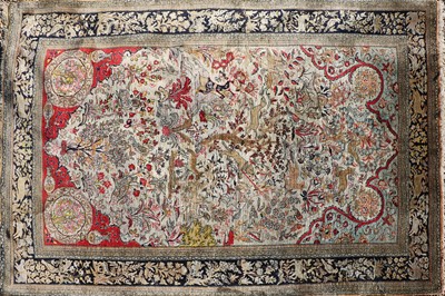 Lot 392 - A Qum silk hunting rug