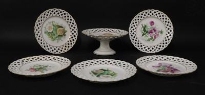 Lot 210 - A Continental porcelain botanical-decorated dessert service