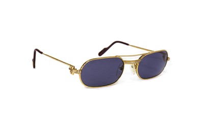 Lot 116 - A pair of gold-plated Must be Cartier ‘Louis Cartier’ prescription sunglasses
