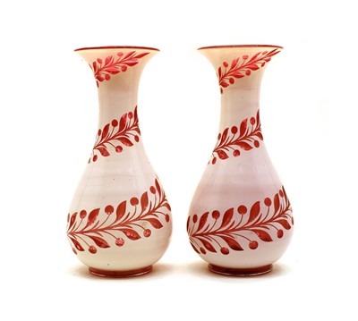 Lot 178 - A pair of cased glass vases