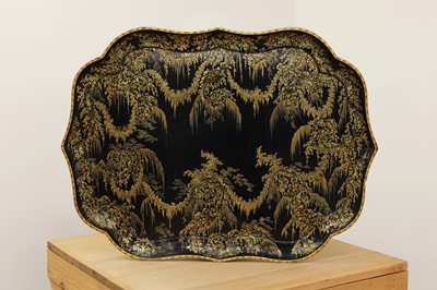 Lot 125 - A Victorian black papier mâché tray