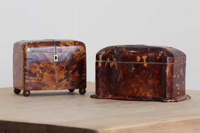 Lot 137 - Two George III tortoiseshell tea caddies