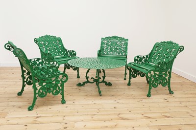 Lot 108 - A set of four painted aluminium garden chairs in the manner of Coalbrookdale