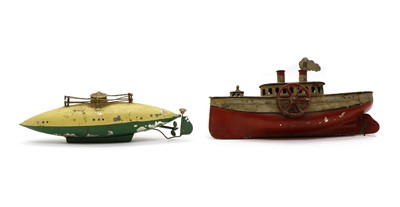 Lot 50 - A Bing style tinplate paddle steamer boat