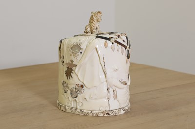 Lot 178 - A Japanese carved ivory and Shibayama box and cover