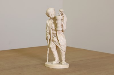 Lot 155 - A Japanese solid carved ivory figure of a man
