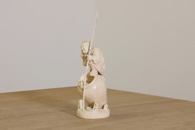 Lot 171 - A Japanese solid carved ivory figure of a crab fisherman