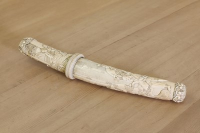 Lot 181 - A Japanese carved ivory short sword