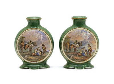 Lot 185 - A pair of 19th century Prattware moonflasks