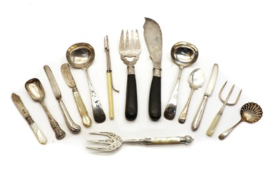 Lot 39 - A collection of silver and silver plated flatware