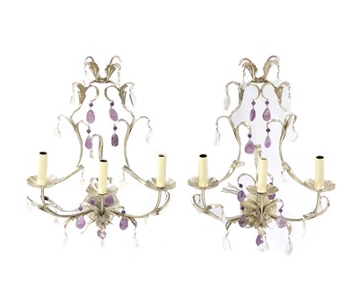 Lot 260 - A pair of Vaughan three branch wall lights