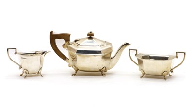 Lot 29 - A George VI silver three piece teaset