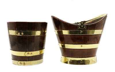 Lot 223 - Two brass bound coopered buckets
