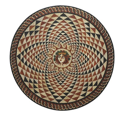 Lot 516 - A French painted and engraved circular panel