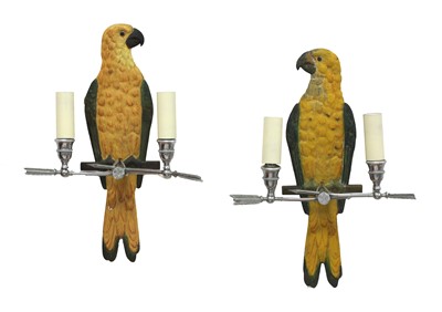 Lot 266 - A pair of French painted metal twin-branch wall lights