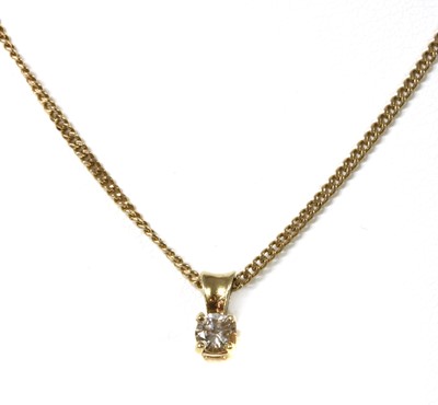 Lot 1091 - A 9ct gold single stone diamond pendant