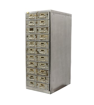Lot 267 - An industrial steel cabinet of twenty drawers