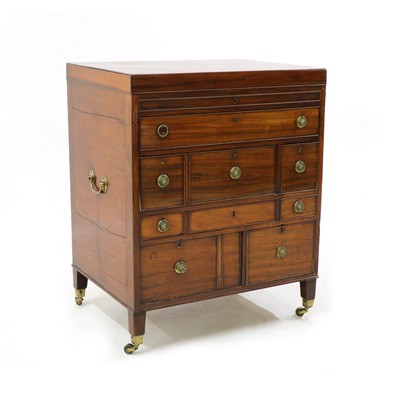 Lot 419 - A mahogany campaign dressing chest