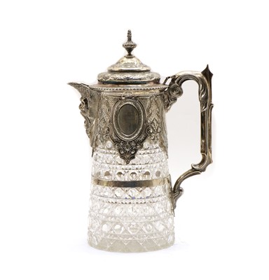 Lot 66 - A Victorian silver-mounted and cut glass claret jug