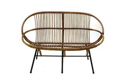 Lot 418 - A rattan and bamboo settee