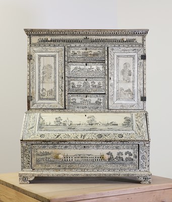 Lot 25 - An Anglo-Indian sandalwood and ivory miniature bureau cabinet