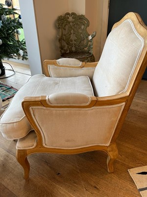 Lot 490 - A pair of blonde oak fauteuils