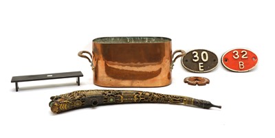 Lot 340 - A twin handled copper pan