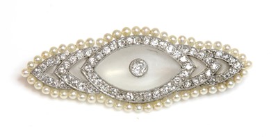 Lot 56 - A French diamond, rock crystal and seed pearl brooch, c.1915-1920