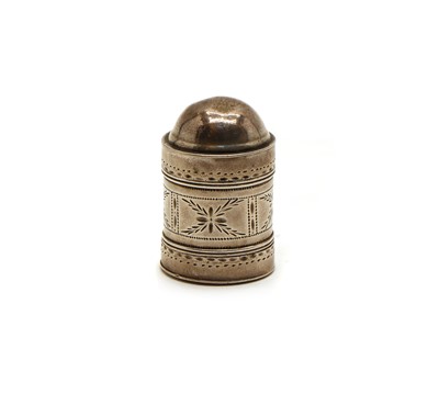 Lot 23 - A George III cylindrical silver nutmeg grater