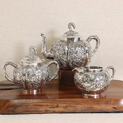 Lot 92 - A Chinese silver tea set