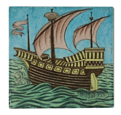Lot 181 - A William De Morgan 'Galleon' tile
