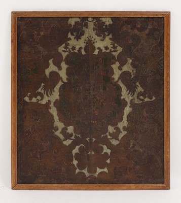 Lot 152 - An embossed and painted leather wallpaper panel