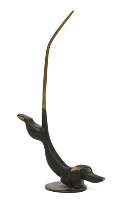 Lot 332 - A Hagenauer patinated bronze dachshund