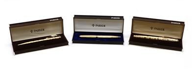 Lot 213 - A collection of three Parker 'Cloud' series pens