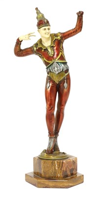Lot 249 - An Art Deco cold-painted spelter figure of a jester