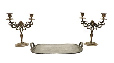 Lot 44 - A twin-handled Tudric pewter tray