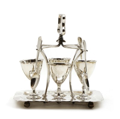 Lot 26 - A silver egg cruet stand