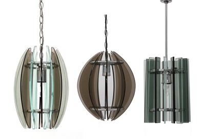 Lot 381 - Two hanging glass pendant lights