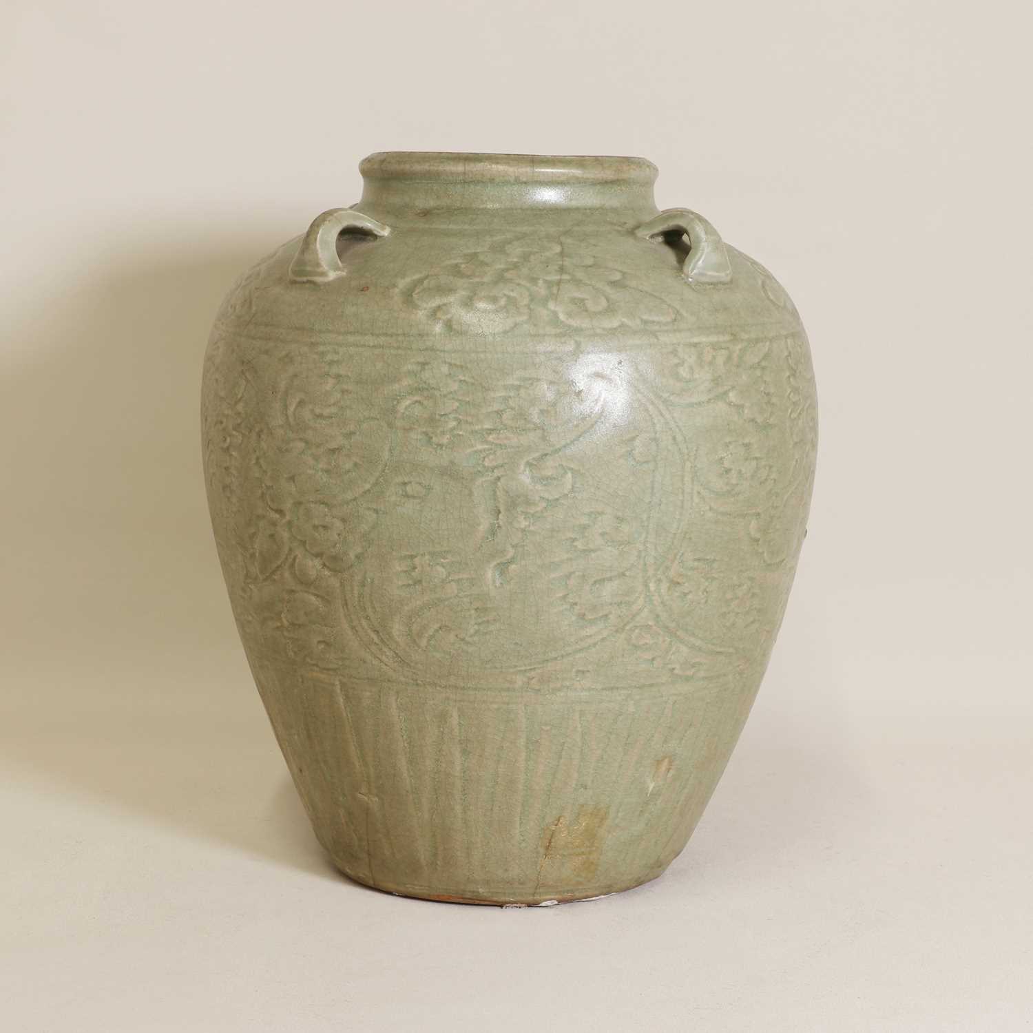 Lot 17 - A Chinese Longquan celadon jar