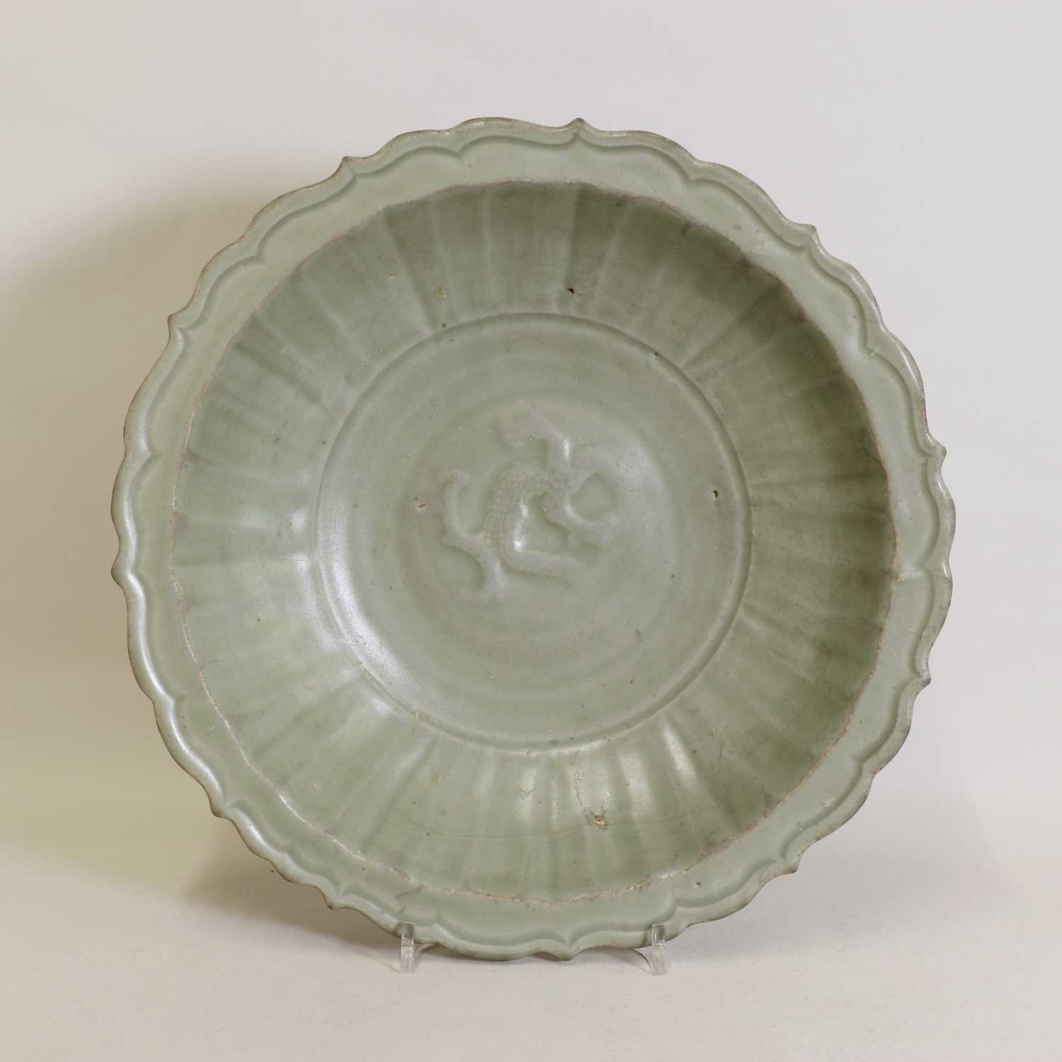 Lot 8 - A Chinese Longquan celadon dish