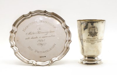 Lot 48 - A modern silver salver by Elkington & Co