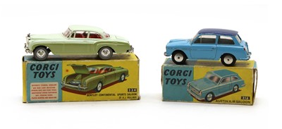 Lot 270 - Corgi Toys Bentley Continental Sports Saloon (224), with Austin A.40 (216)