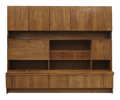 Lot 592 - An Archie Shine rosewood three-tier bookcase cabinet