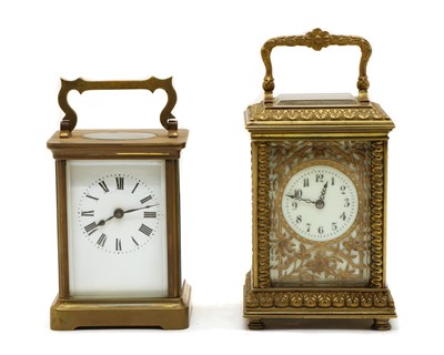 Lot 136 - A French brass carriage clocks